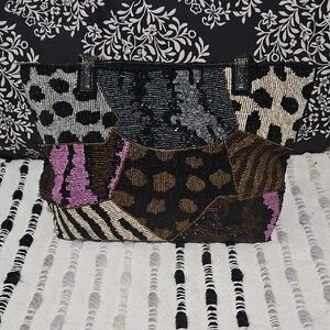 Stylish Beaded Tote Bag - Black, Brown, Purple